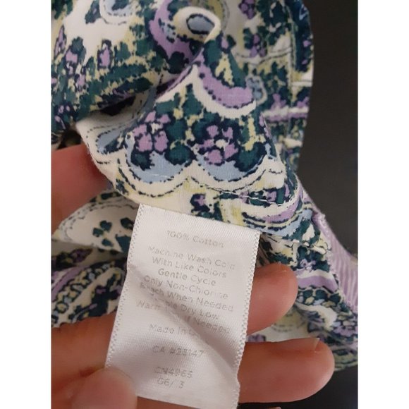 Talbots Womens Light Green/Cream Paisley Button Down Shirt Long Sleeve 10 - Picture 7 of 8